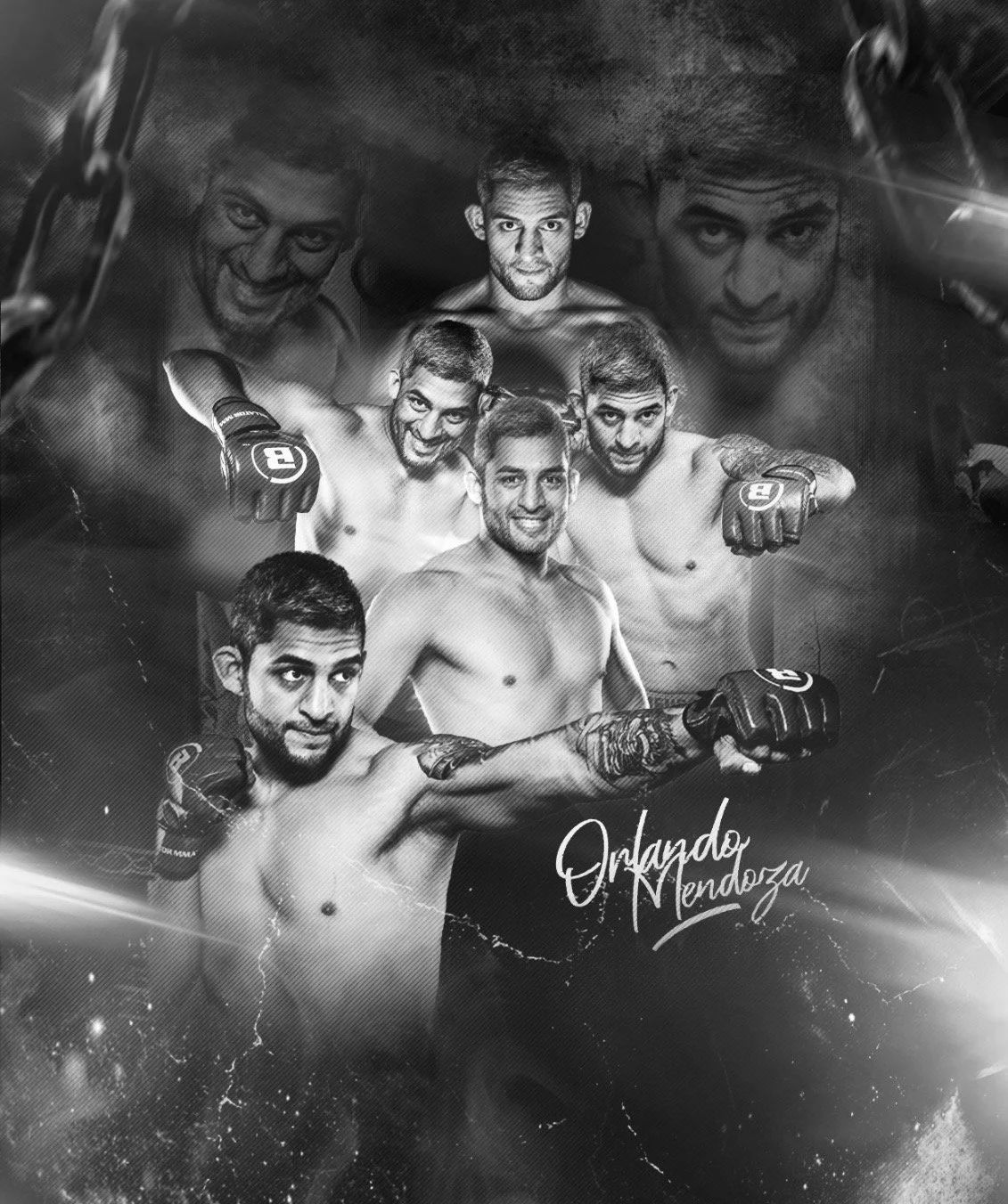 Black and white collage of Bronx Combat Club fighters posing in fighting stance